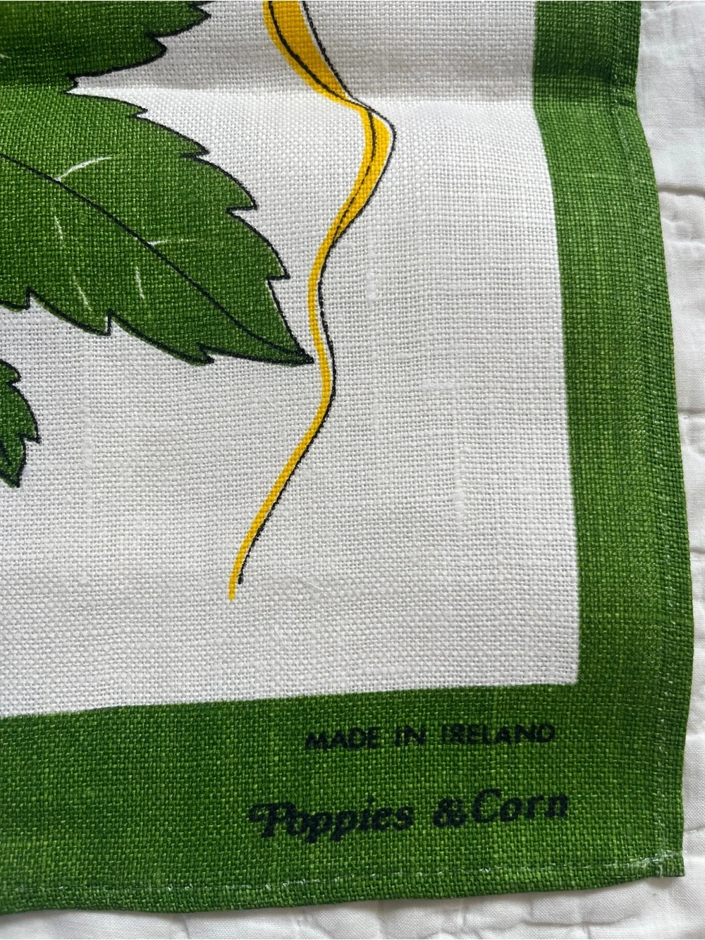 NEW Vtg Ulster Irish Linen Tea Towel Poppies & Corn Joan Wemyss Green Red Floral